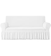 NICEEC Sofa Cover Thick Plush 1-Piece Warm White Sofa Slipcover for Sofas Stretch Fluffy Couch Co...