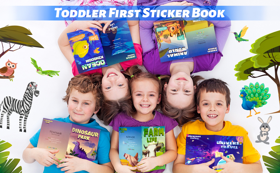 Toddler Sticker Book, 5 Sets Sticker Books for Kids 24,48