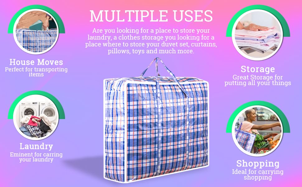 AAYAW laundry bags with zips & handles (Pack of 5) strong and light