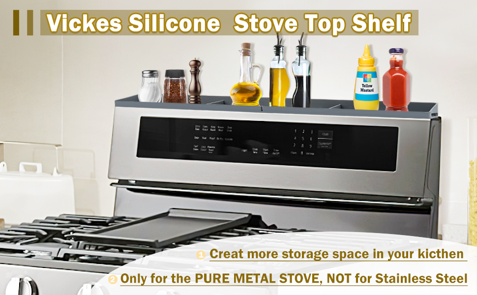 Vickes Silicone Stove Top Shelf 30 Inch, Stove Shelf
