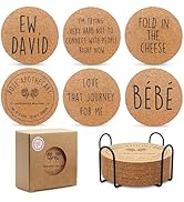 Cork Coasters for Coffee Table - Funny Coasters for Adults Bar Coasters for Drinks Perfect for Ch...