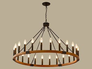 wood wagon wheel chandelier