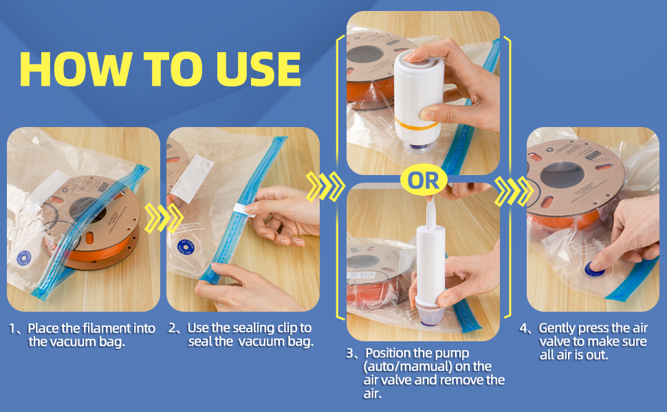 50PCS Filament Storage Bags Kit with Electric Pump and Hand Pump, 3D Printer Filament Storage Bags Vacuum Sealed Kit Designed for 3D Filament Storage and Keep Filament Dry (11.8 x 13.4 in) 13 1