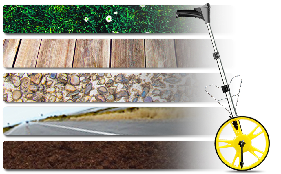 AIRAJ Roues De Mesure Roue De Distance, Roue De Mesure à Affichage Numérique De 12 Pouces, Poignée Télescopique à Trois Sections, Commutation Métrique Et En Pouces, Ruban à Mesurer Et Sac De Rangement 12 1