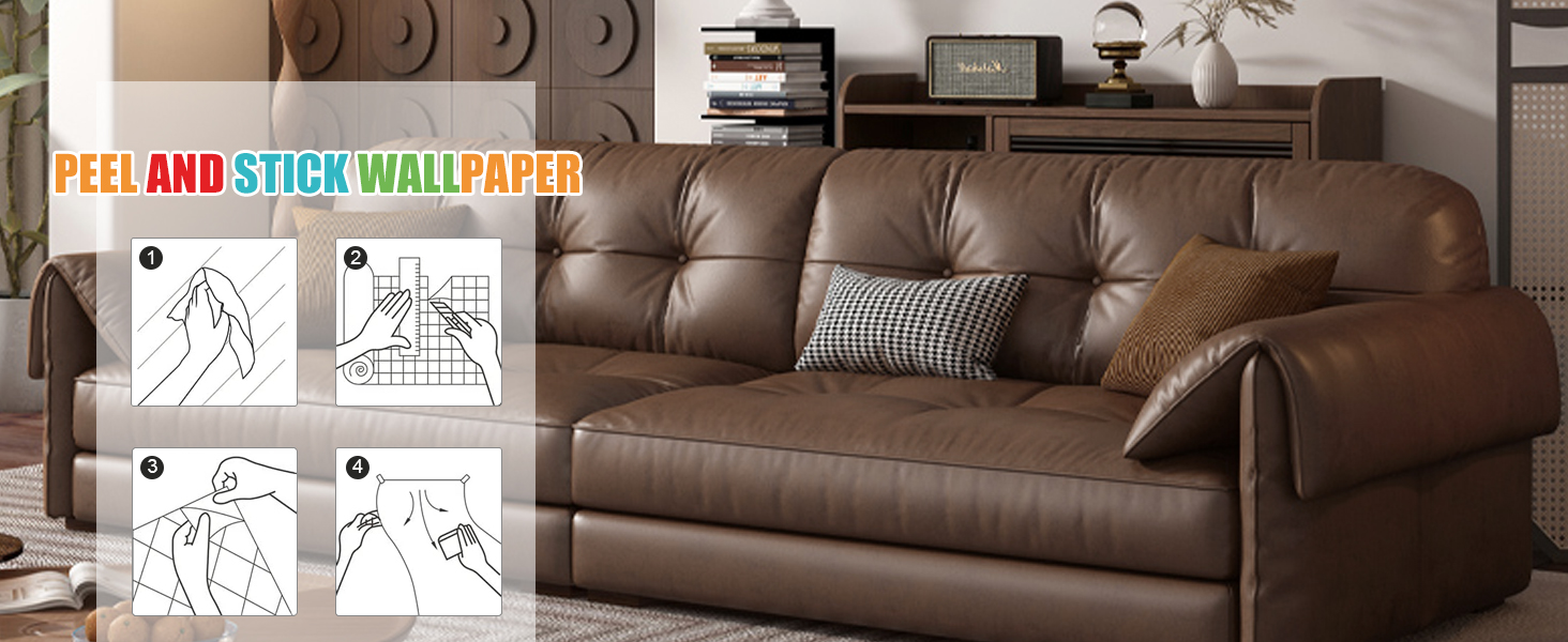 Amiya Brown Wallpaper Peel and Stick Dark Brown Faux Leather Repair