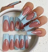 96PCS Extra Long Square Press on Nails – 4 Box Fake Nail Set with 3D Designs | False Nail Tips fo...