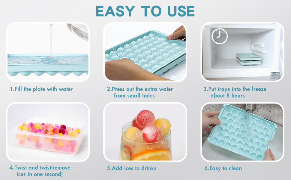 WONDAY Ice Cube Tray,Round Ice Trays for Freezer with Lid and Bin,106 x