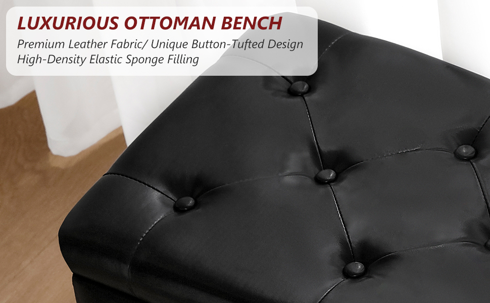 kinmars Leather Storage Ottoman Bench,End of Bed Bench for