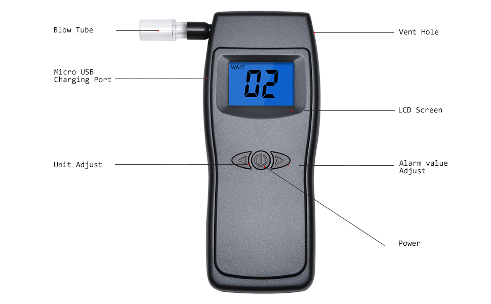 Breathalyzer, Portable Alcohol Tester with USB Rechargeable, ProfessionalGrade Accuracy
