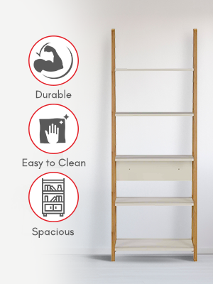 DeckUp Plank RENO Engineered Wood Book Shelf and Display Unit (Wotan Oak and White) SPN-FOR1