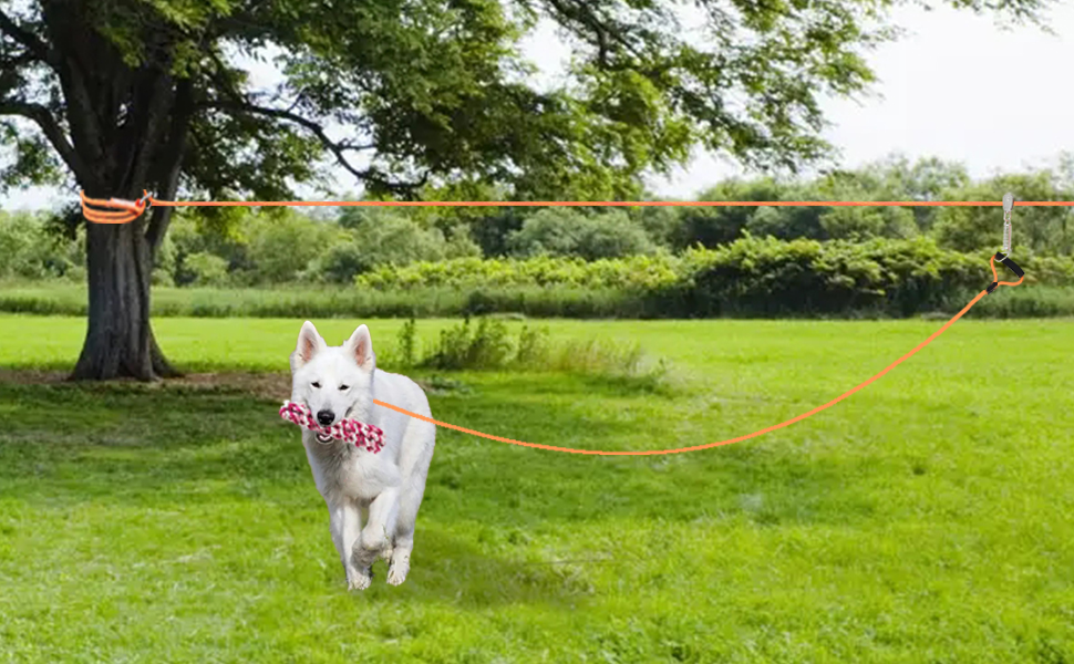 Dog Runner for Yard,Dog Tie Out Cable,Dog Zipline for