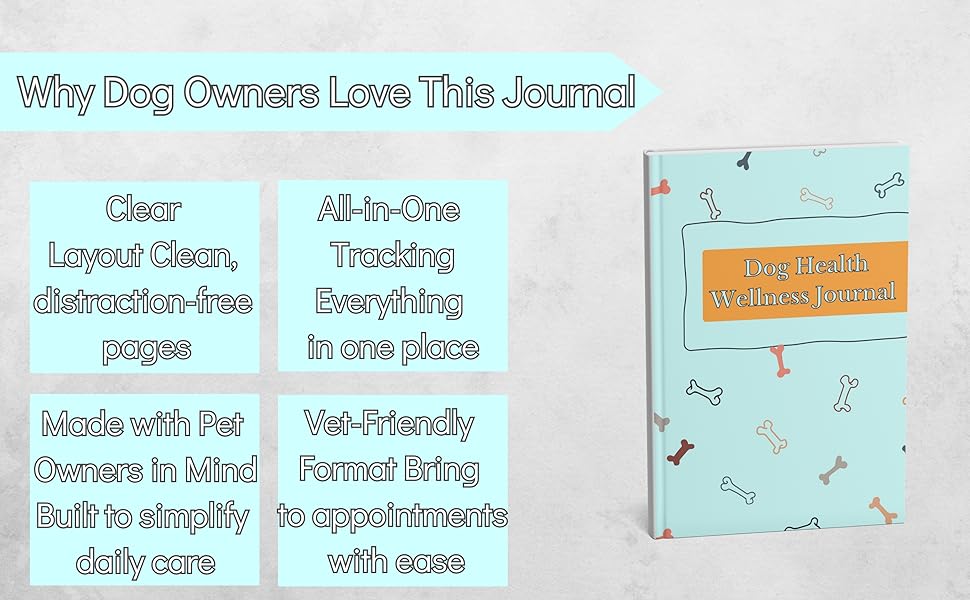 dog health care journal layout clean sections for tracking treatment vaccination and mood