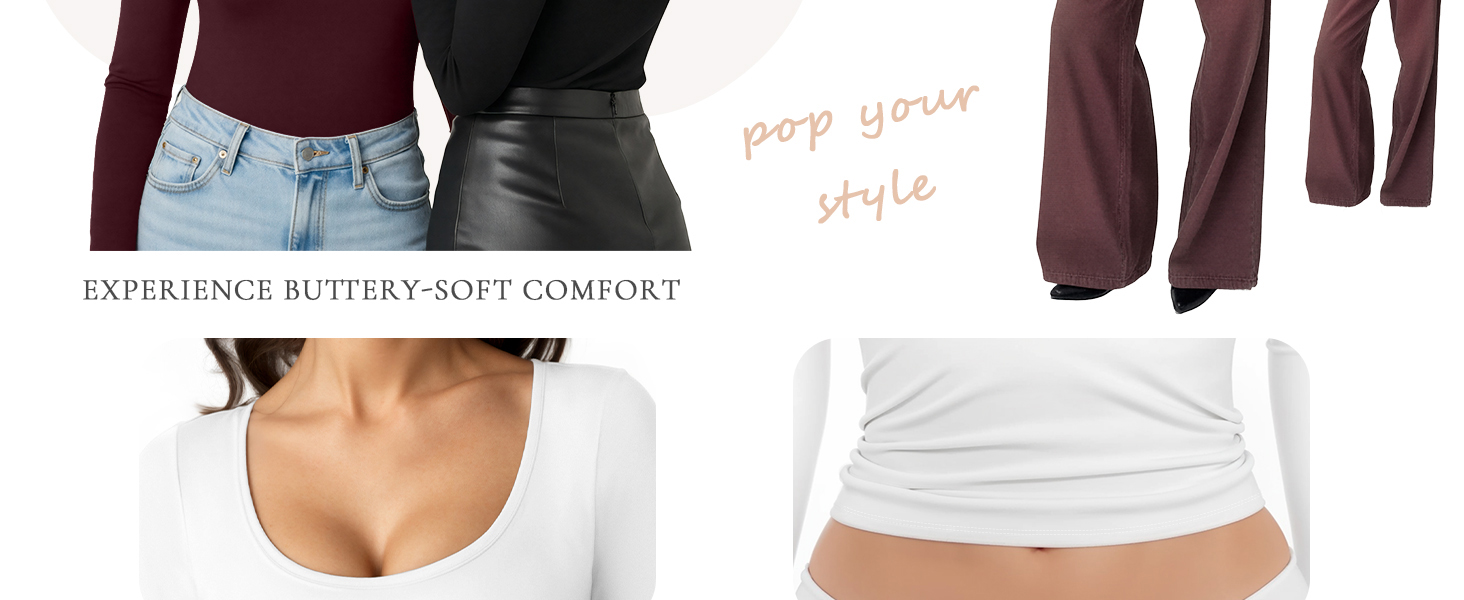 mangopop scoop neck long sleeve t shirts PC 2