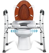 Raised Toilet Seat with Handles, Toilet Seat Riser for Seniors with Height and Width Adjustable, ...