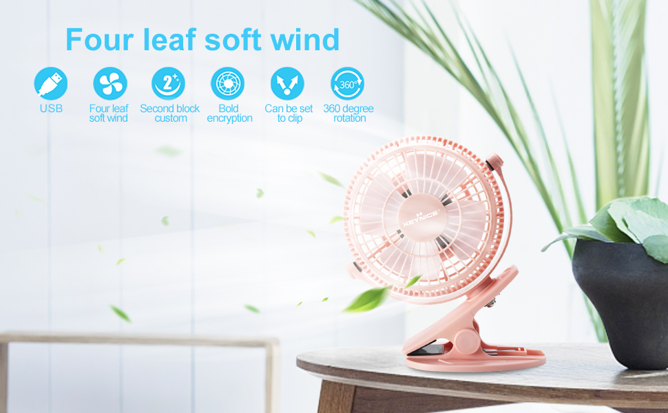 KEYNICE Mini USB Fan, Small USB Clip and Desktop Office Fans 4 Inch 2