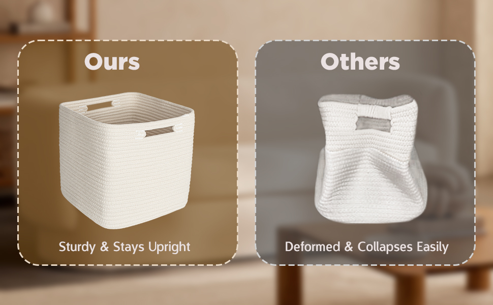 AELS Hand Woven Cotton Basket for Storage, Cube Storage Bins with