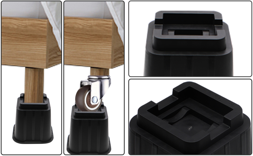 MYMULIKE Bed Risers 8 Pack, Elevation in Height 3, 5 or 8