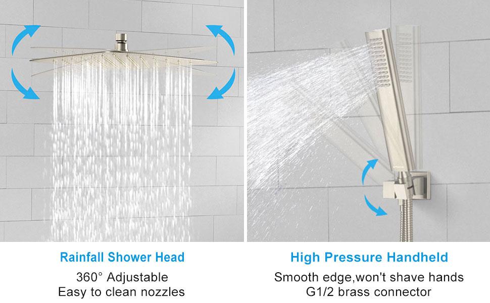 EMBATHER Shower Faucet with Valve Kit,Shower System with 12 Inchs High