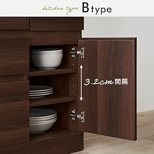 LOWYA (ロウヤ) 食器棚 キッチン収納 レンジ台 キッチンラック 収納棚 LOWYA 食器棚 キッチン収納 おしゃれ 完成品 日本製 100 開き戸