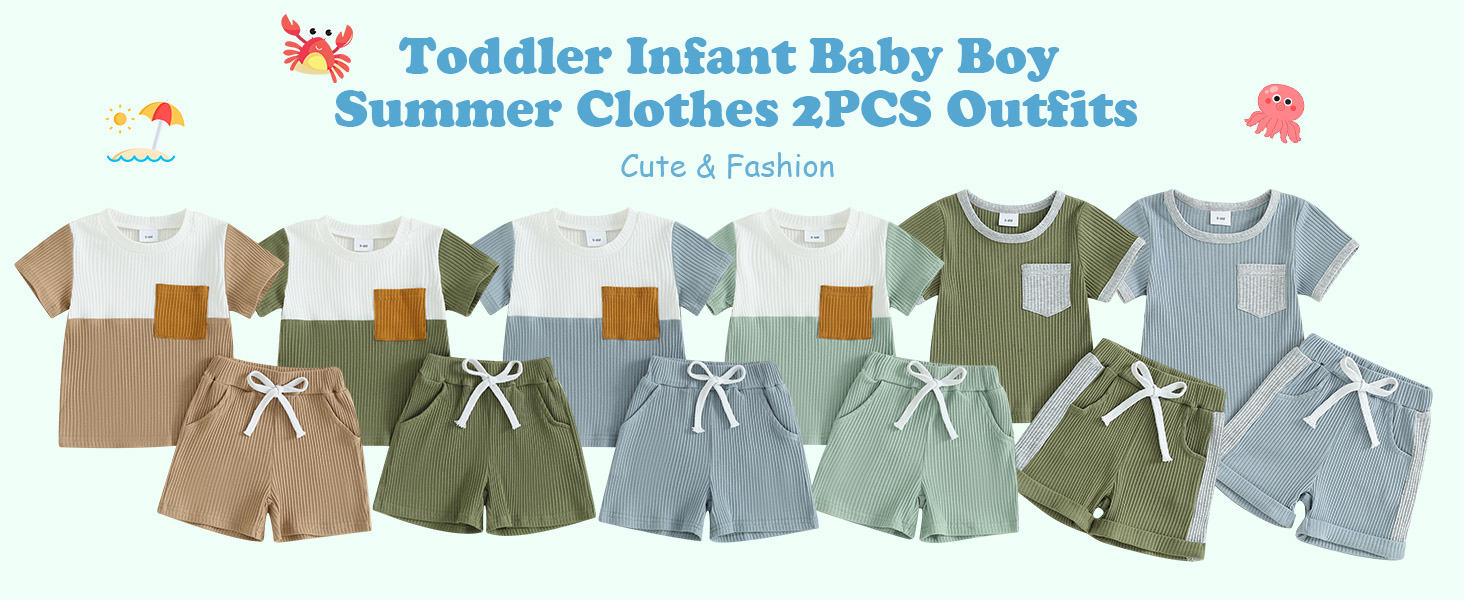 baby boy summer clothes 2pcs outfits 0 6 12 18 24 months 2t 3t shorts set