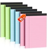 6 Pack Legal Pads 5x8 Note Pads College Ruled Notepad Pink/Green/Blue Perforated Small Legal Pads...