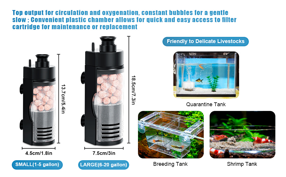 hygger Petit filtre éponge bio pour aquarium Mini filtre pour l