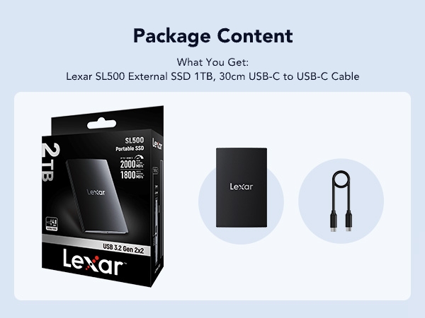 Lexar SL500 External SSD 1TB, USB3.2 Gen2x2 Portable SSD