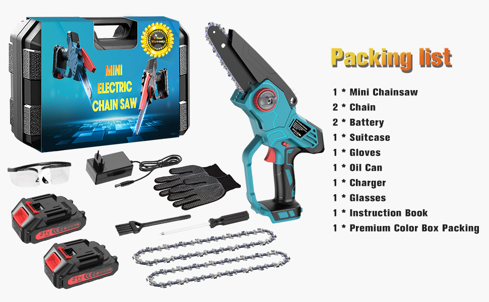 6in Mini Chainsaw Cordless, Electric Mini Chainsaw Battery Powered, Portable