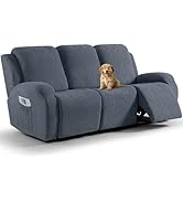 VANSOFY Recliner Couch Cover, 8-Pieces Stretch Recliner Sofa Cover Soft Jacquard Reclining Slipco...