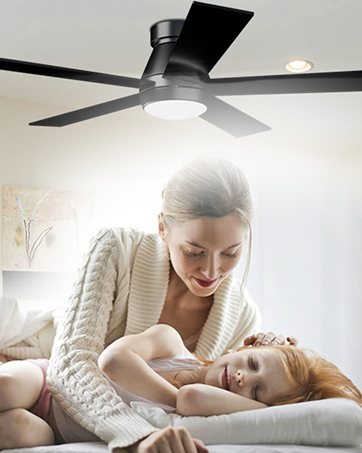 TCL 52" Ceiling Fan with Lights, Black Flush Mount Ceiling Fans