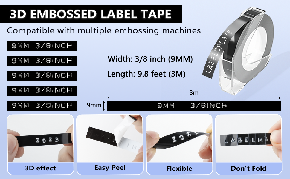 LabelCreate Durable 3D Plastic SelfAdhesive Labels, Compatible