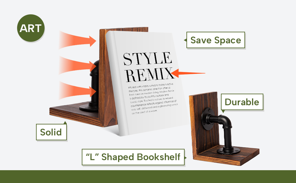 Defined Deco Vintage Bookends for Shelves Set of 2