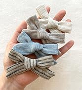 100% Original Linen Hair Bow Clip Barrettes, Boutique Fully Lined Hair Alligator Clips for Baby G...