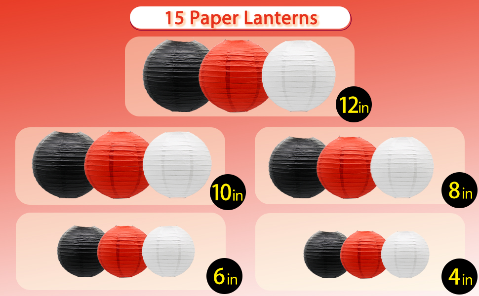 Meiduo Paper Lanterns Party Decorations Red Black Hanging Paper