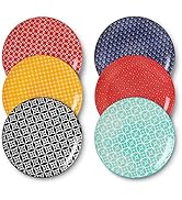 DOWAN 26.7cm Ceramic Dinner Plates, Vibrant Colours Pasta Salad Plate Set of 6, Dessert Plates fo...