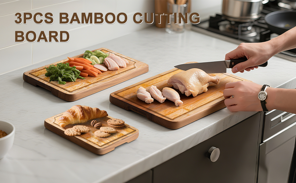 3-Piece Bamboo wooden