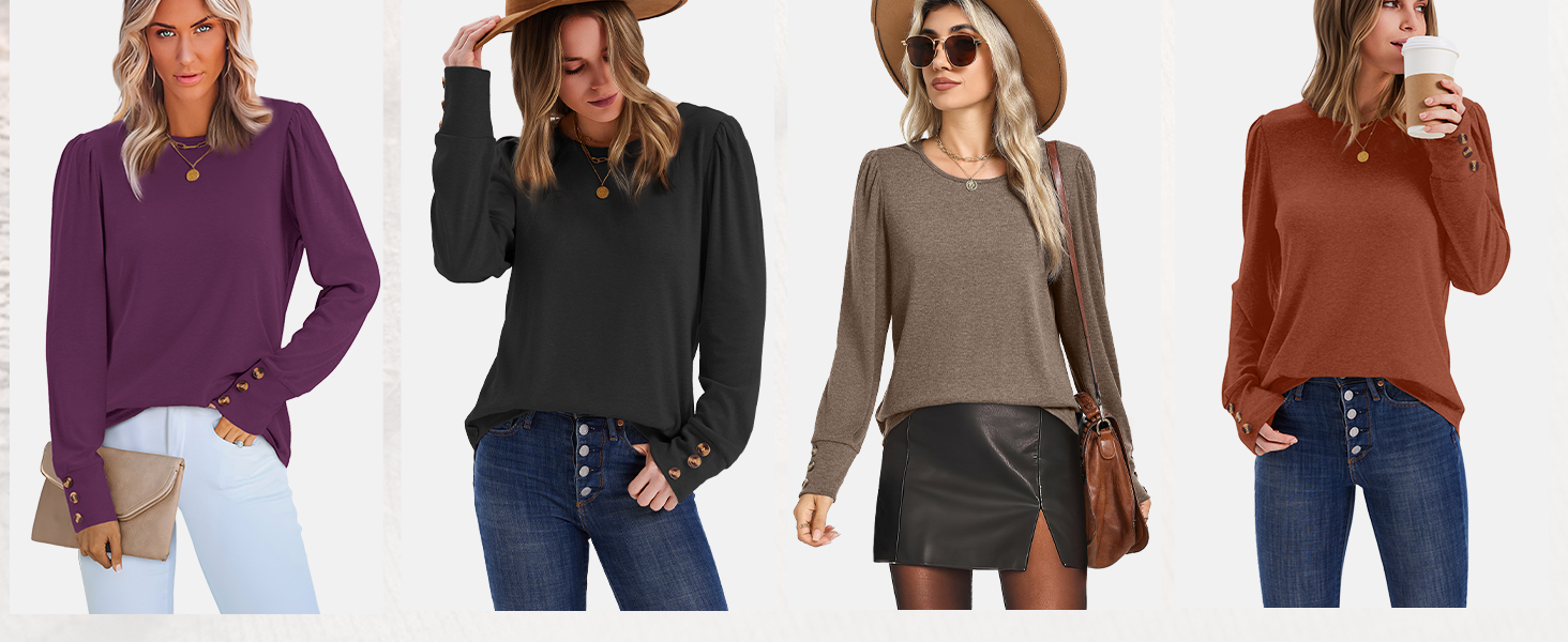 Long Sleeve Shirts for Women Blouses for Women Dressy Casual