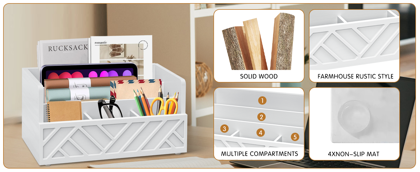 Mail Organizer for Countertop, Desktop Mail Holder File