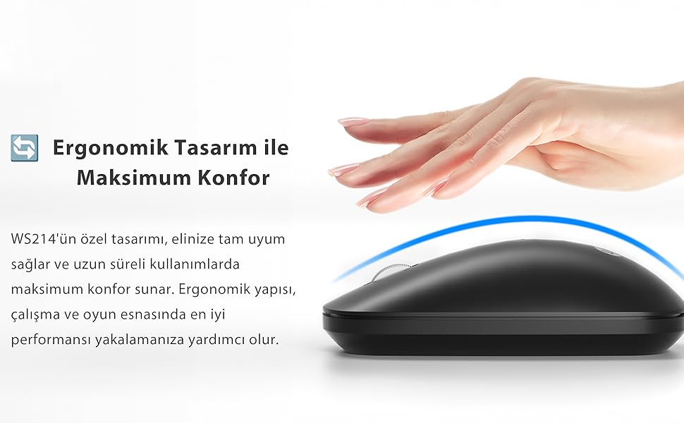 Lenovo Lecoo WS214 Kablosuz 1200DPI 3 Tuşlu Optik Mouse Siyah