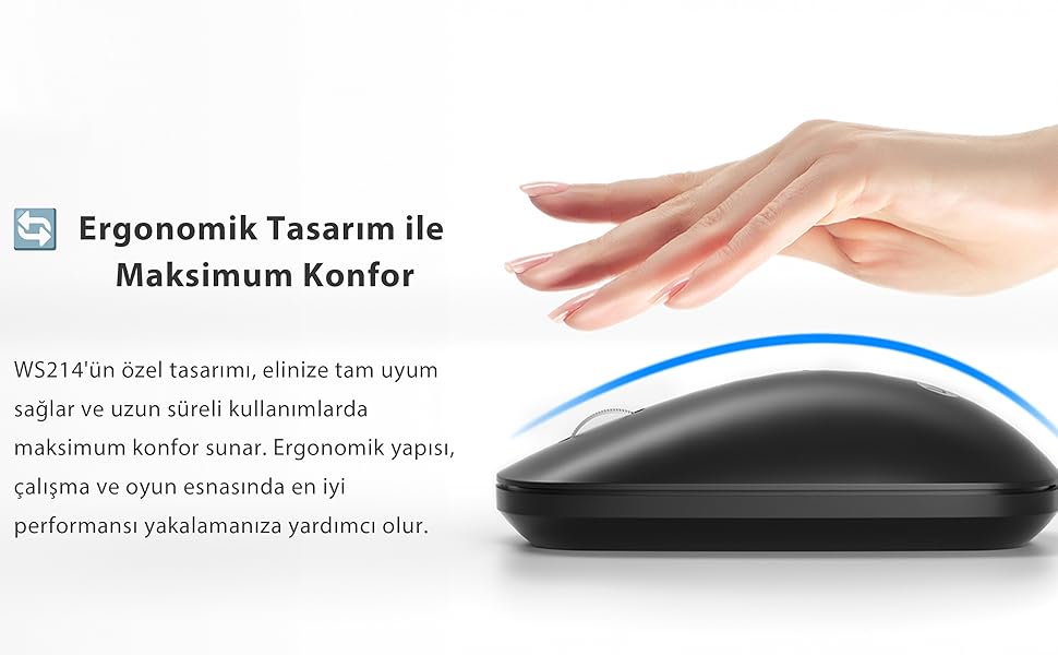 Lenovo Lecoo WS214 Kablosuz 1200DPI 3 Tuşlu Optik Mouse Siyah