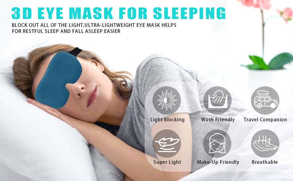 Eye Mask for Sleeping, Sleep Mask with Adjustable Strap,3D Contoured