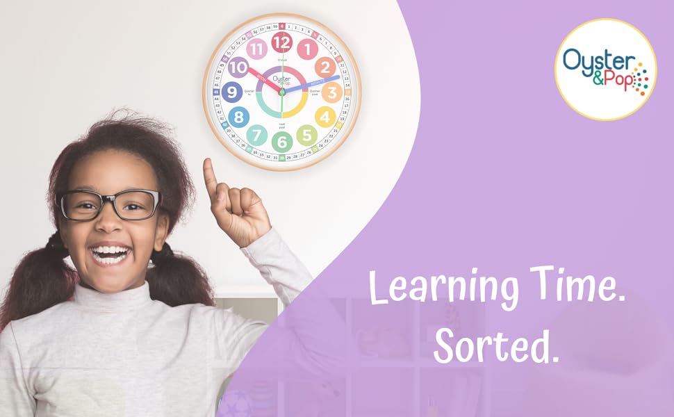 Teaching clock, pastel kids wall decor, boho clock for nursery, kids clock learn to tell the time.