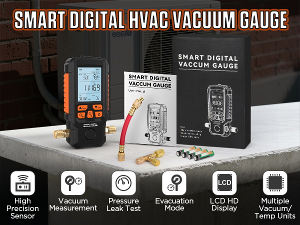 Amazon.com: Digital Vacuum Gauge Pro, HVAC Vacuum Meter, 0.2