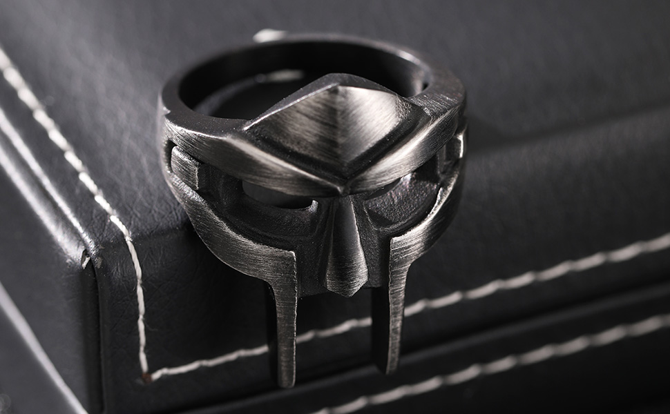 【Masa】UR-TACTICALD-RING DOOM Mask Ring for Men Gladiator Style Black Titanium