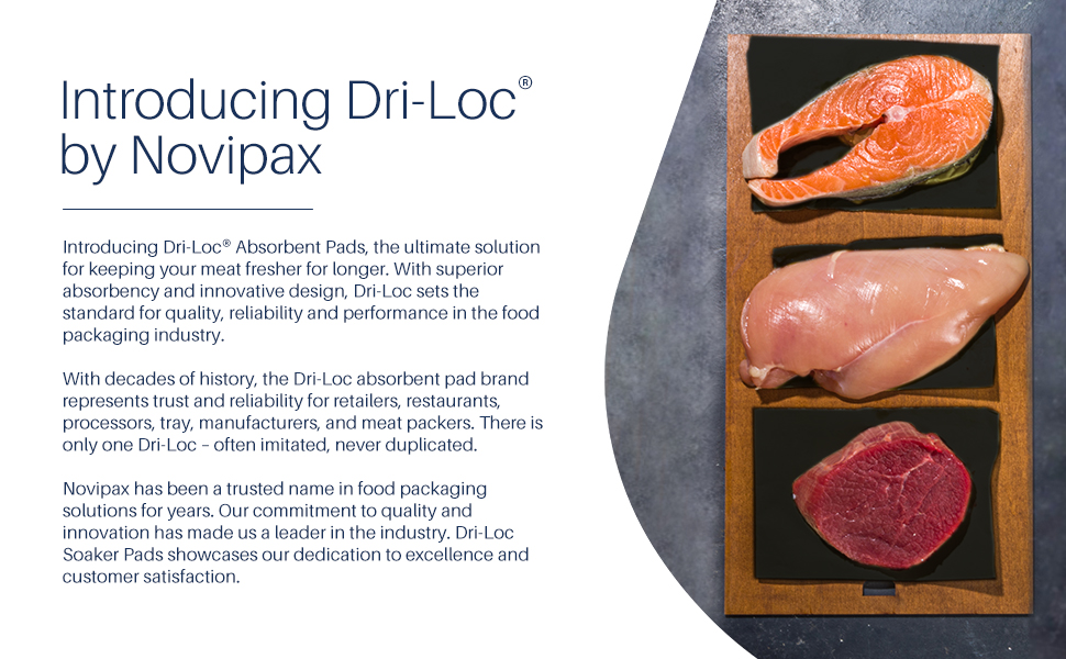 Novipax DriLoc Absorbent Pads for Meat 2000 Individual