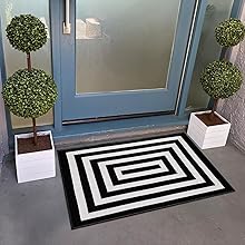 Black and White Striped Area Rug