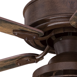 Barnwood finish fan with contrasting reclaimed hickory blade finish.