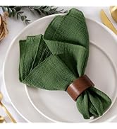 MLMW Cloth Napkins Set of 6 Olive Green Linen Dinner Table Napkins Cloth Bulk Washable 16.5