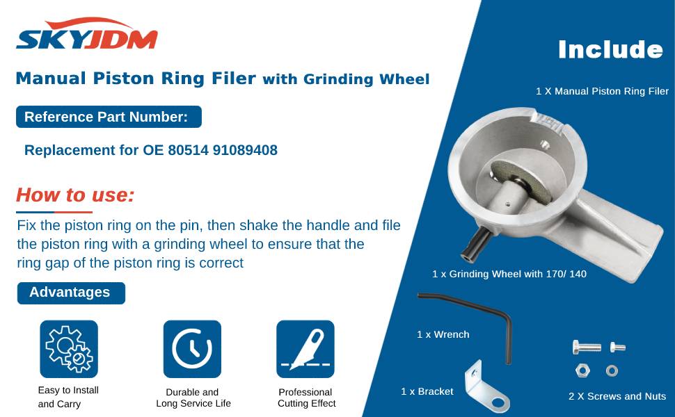 SKYJDM Piston Ring Filer Portable Manual Piston Ring