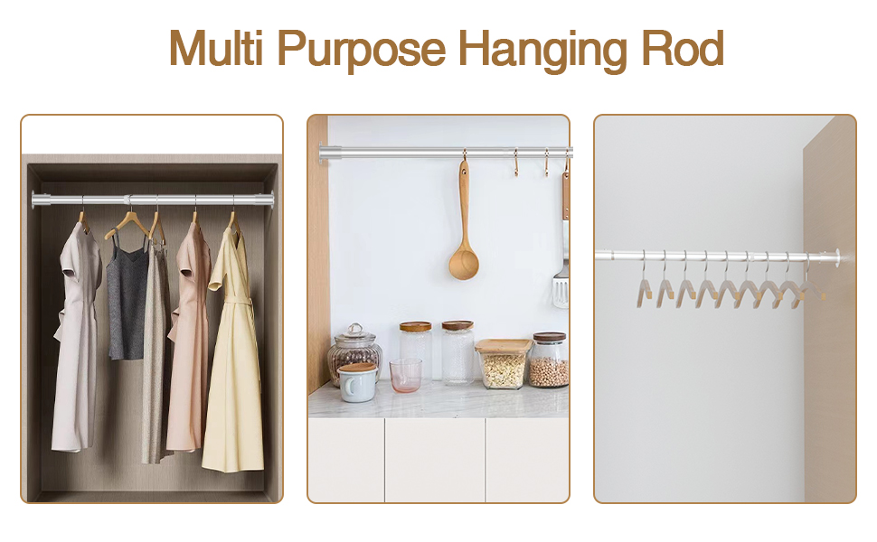 CALCHELE Closet Rods for Hanging Clothes, 15 to 50 Inch